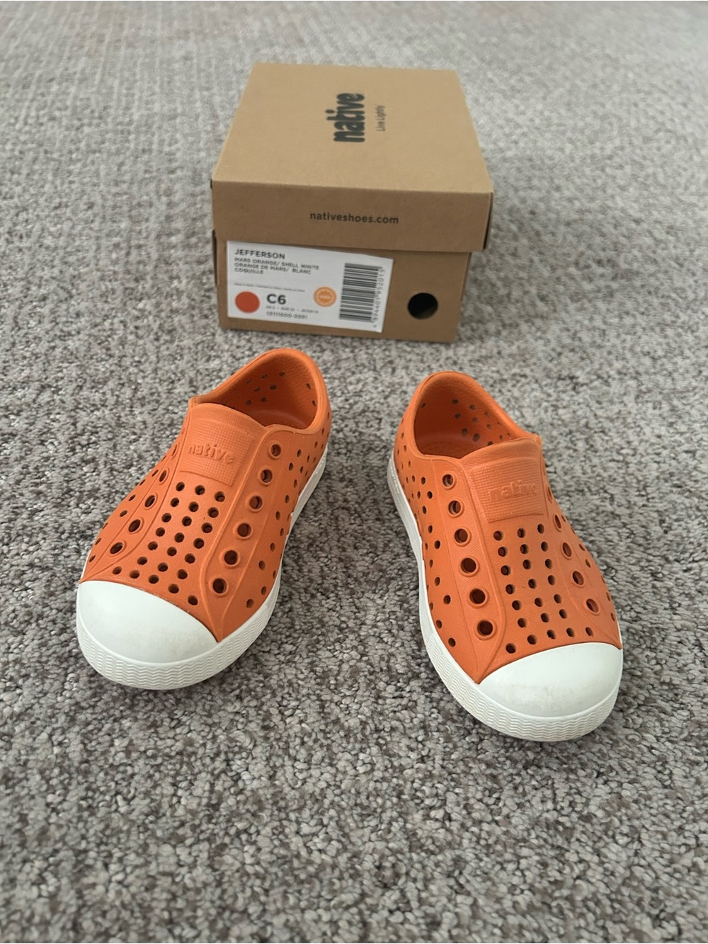 Native Jefferson Kids Slip-On Shoes — Mars Orange